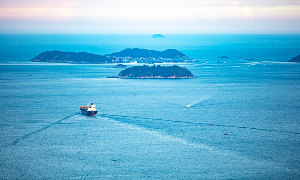 A view of the Taiwan Straits is seen from Xiamen port, in East China's Fujian Province. Photo:IC